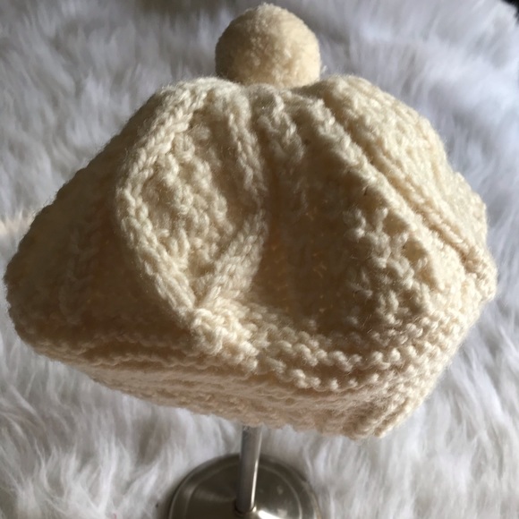 Cream Hand Knitted Wool Beret - Picture 3 of 8